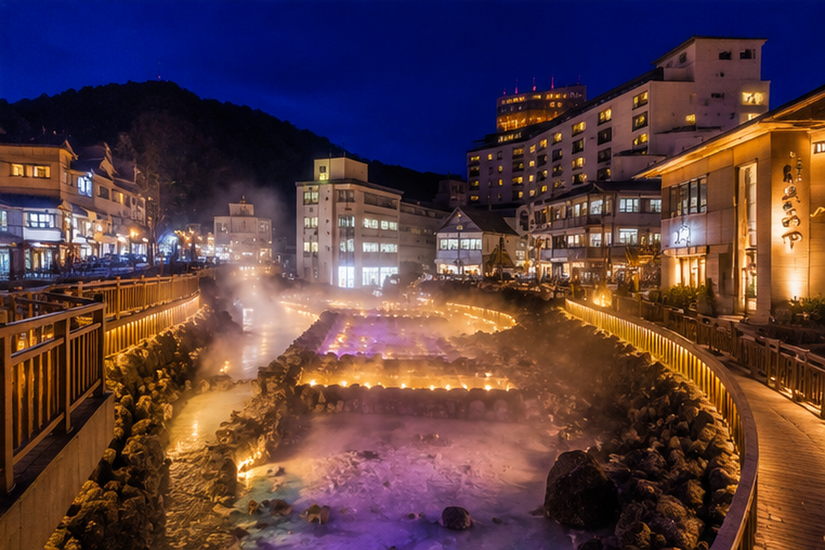 登別溫泉街夜景