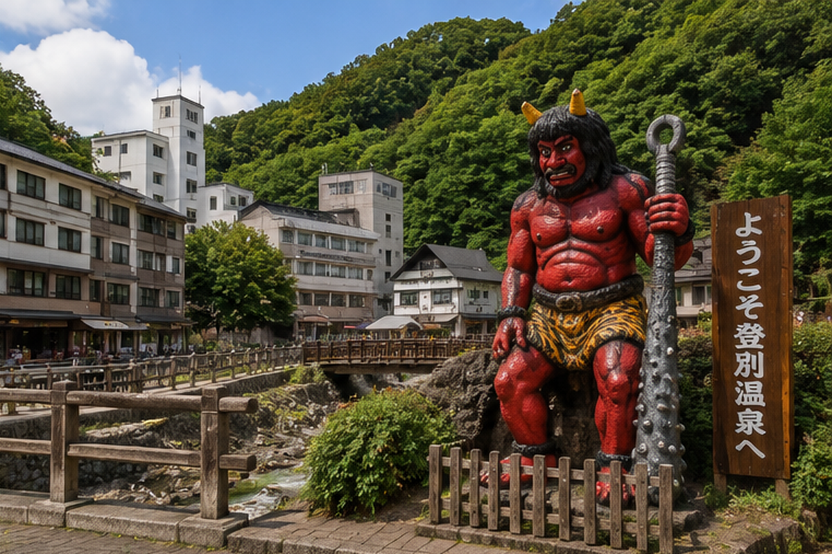 登別溫泉街與鬼像