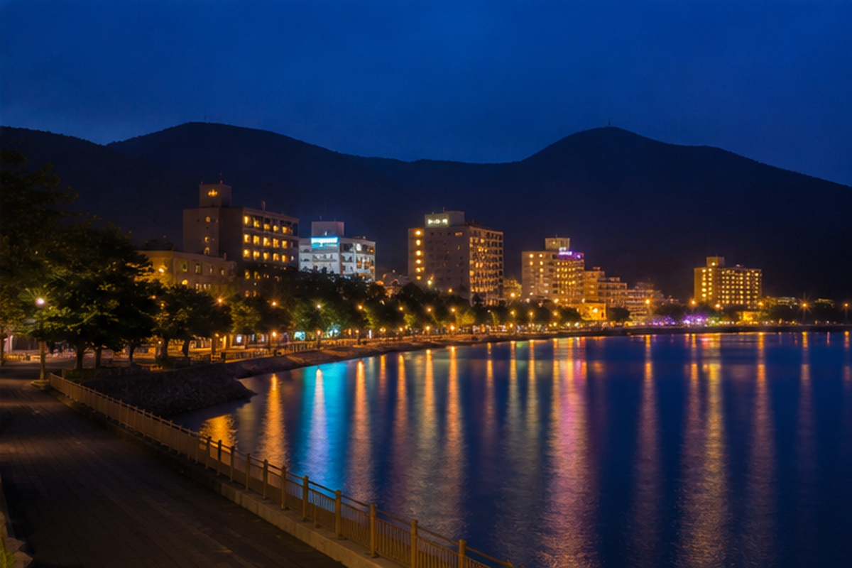 洞爺湖溫泉街夜景